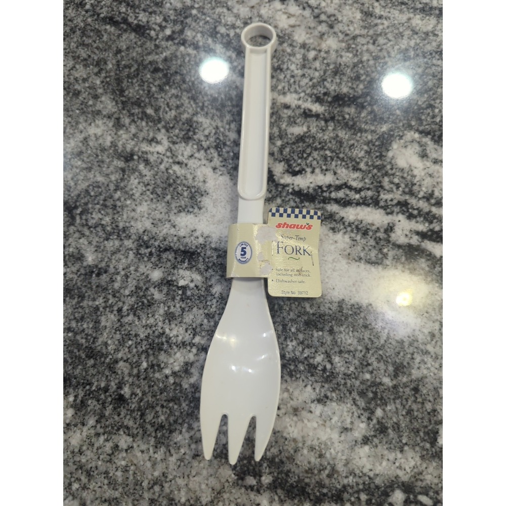 Shaw's Super Temp White Melamine Serving Fork Meat Fork Cooking Utensil